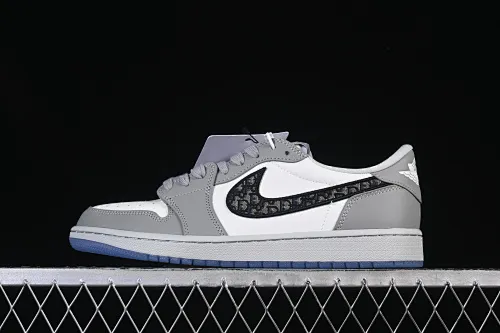 All categories Air Jordan Jordan series basketball shoes Air Jordan 1 Low Dior x Air Jordan 1 Low AJ1 Joe 1 Dior joint white gray low top CN8608-002